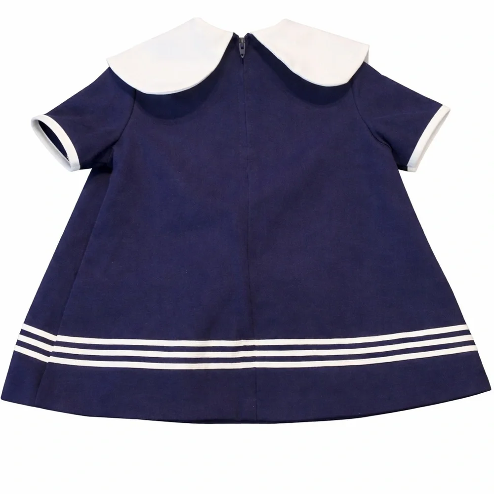 Vintage NY Yankees Navy Sailor Dress with Red Bow Size 2T Made In USA